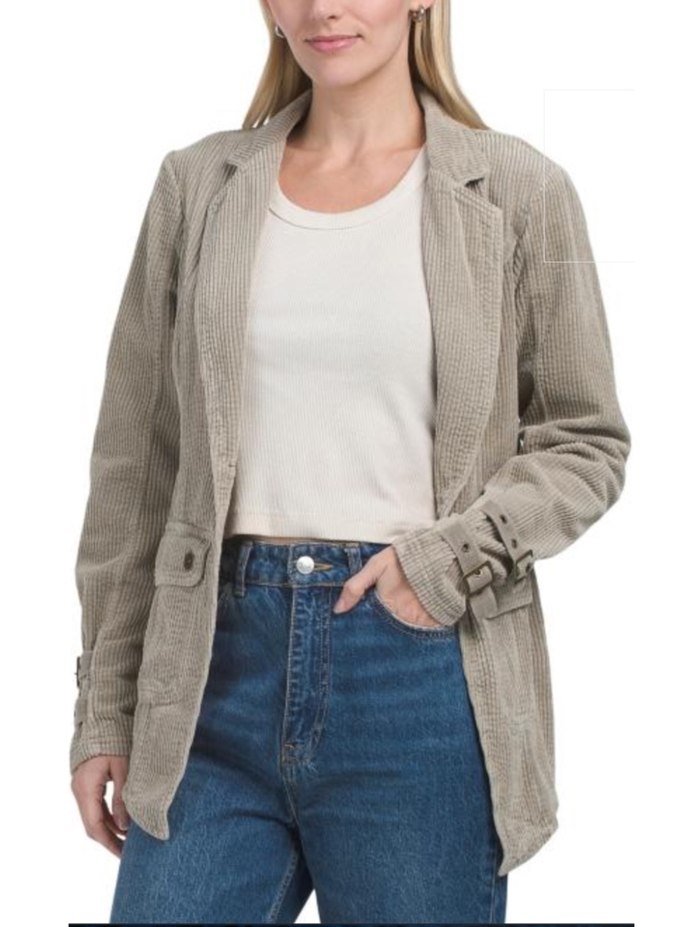 XCVI Beige Corduroy Blazer Jacket